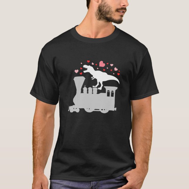 T-shirt Enfants Train Dinosaur Valentines Day Cute Rex Hea (Devant)