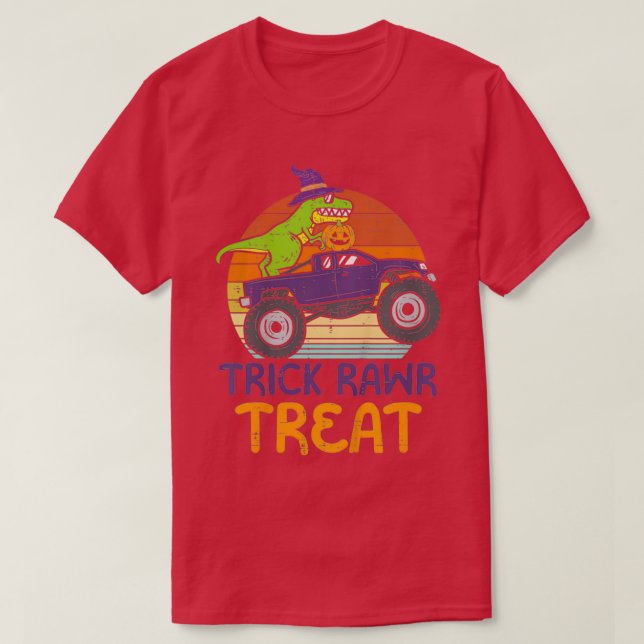 T-shirt Enfants Trick Rawr Treat Dinosaur Monster Truck Ha (Design devant)