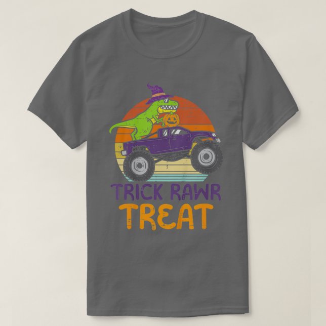 T-shirt Enfants Trick Rawr Treat Dinosaur Monster Truck Ha (Design devant)