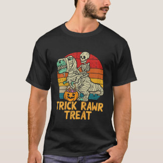 T-shirt Enfants Trick Rawr Treat Squelette Trex Dino Tout-