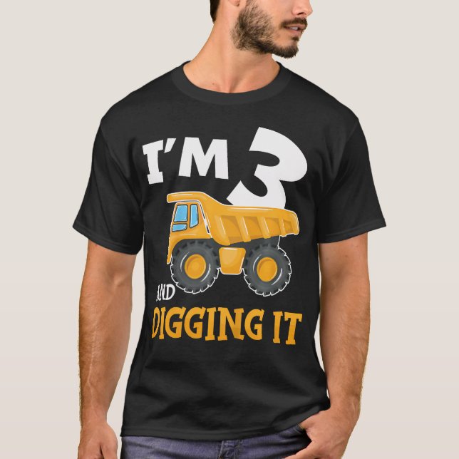 T-shirt Enfants Trois 3Ans 3E Anniversaire Construction Ga (Devant)