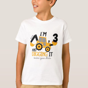 T-shirt Enfants Trois 3ans 3e anniversaire Construction Ga