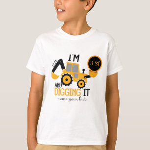T-shirt Enfants Trois 3ans 3e anniversaire Construction Ga