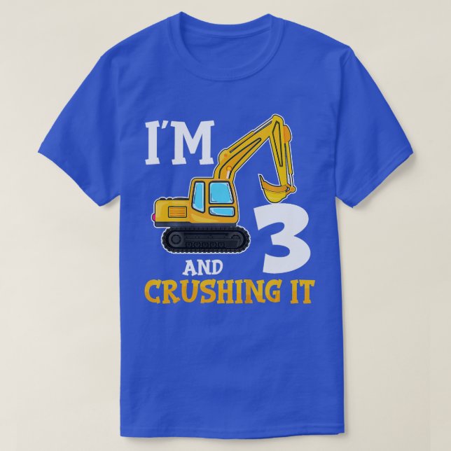 T-shirt Enfants trois ans 3e anniversaire Digger Boy Const (Design devant)