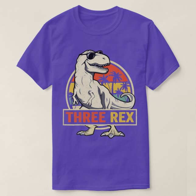 T-shirt Enfants trois Rex 3e anniversaire 3e Dinosaur 3 (Design devant)