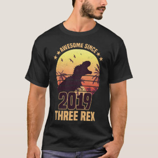 T-shirt Enfants Trois Rex 3e anniversaire Dinosaur 3 ans