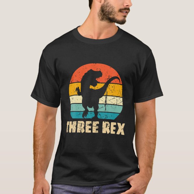 T-shirt Enfants Trois Rex 3E Anniversaire Garçons Troisièm (Devant)