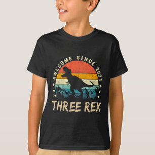 T-shirt Enfants Trois Rex 3e Anniversaire Troisième Dinosa