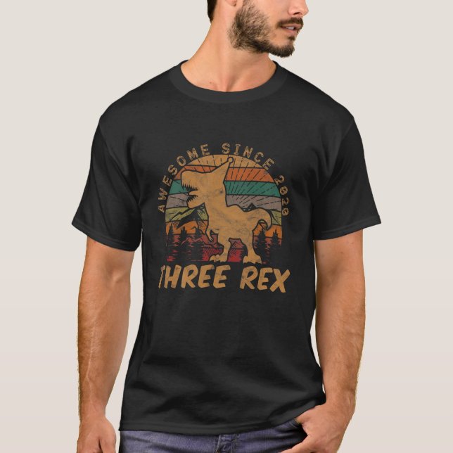 T-shirt Enfants Trois Rex 3E Cadeaux Anniversaires Troisiè (Devant)