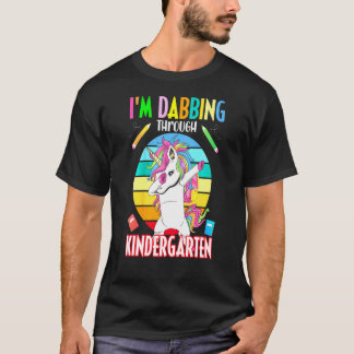 T-shirt Enfants Unicorn Dabbing À Travers La Maternelle Re