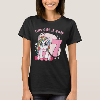 T-shirt Enfants Unicorn fille créature mythique Je suis 7 