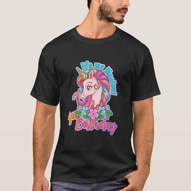 T-shirt Enfants Unicorn Magique Cheval Magique Fille Anniv (Devant)