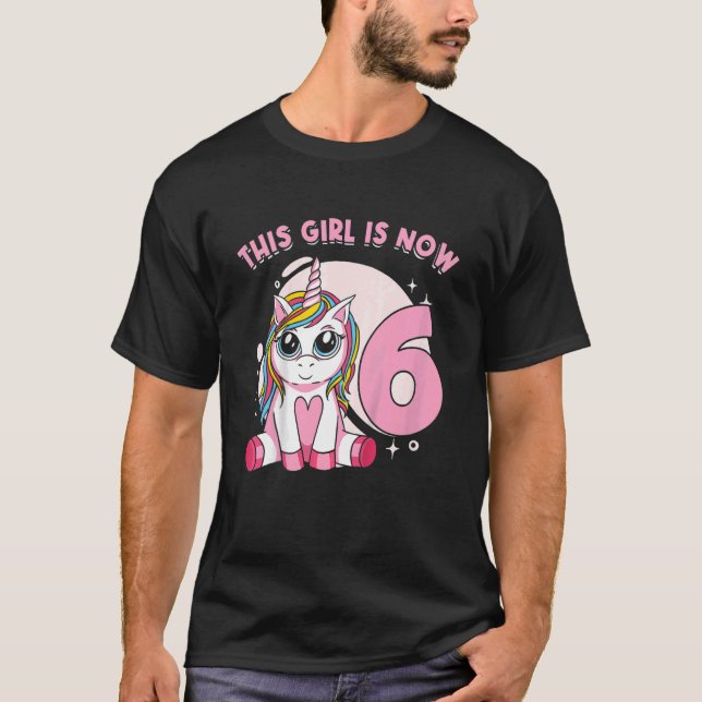 T-shirt Enfants Unicorne fille créature mythique Je suis 6 (Devant)