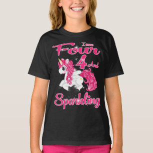 T-shirt Enfants Unicorne pour Anniversaire Fille 4 Année A