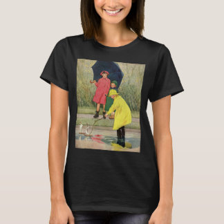 T-shirt Enfants vintage jouant dans les flaques "Une journ