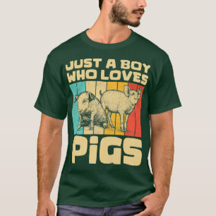 T-shirt Enfants Vintages Cochons Juste Un Garçon Qui Aime 