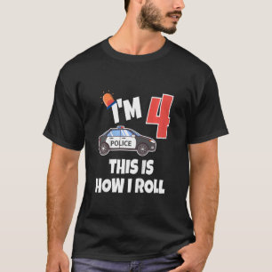 T-shirt Enfants voiture de police 4e anniversaire 4 ans An