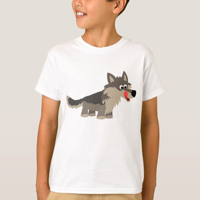 T-shirt Enfants Wolf affamé Caricature mignonne (Devant)