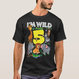T-shirt Enfants Zoo Safari Trip 5Anniversaire Fête Je suis
