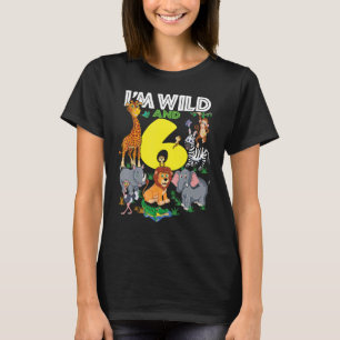 T-shirt Enfants Zoo Safari Voyage 6e fête d'anniversaire J