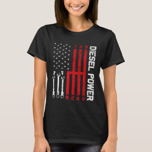T-shirt Engin de déplacement mécanique diesel Drapeau amér