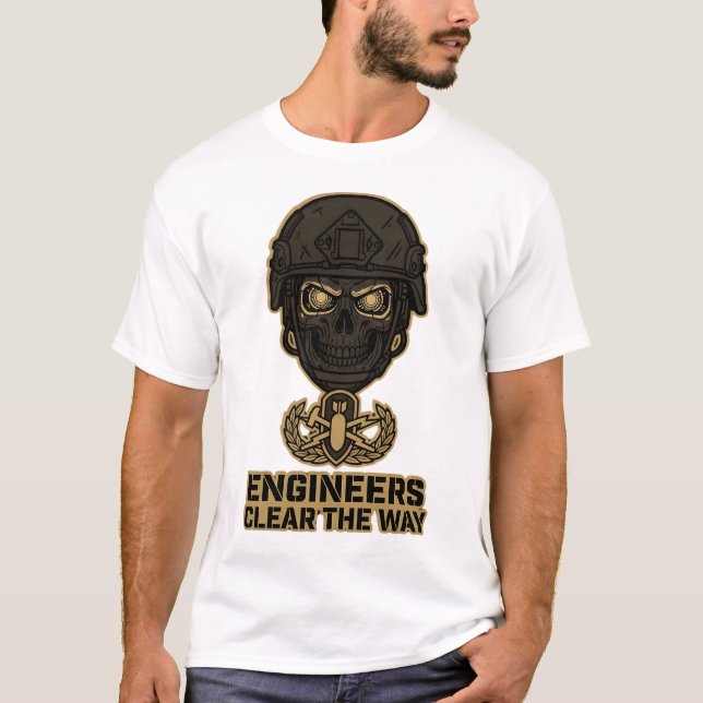 T-shirt Engineers Clear The Way Skull Helmet Tee (Devant)