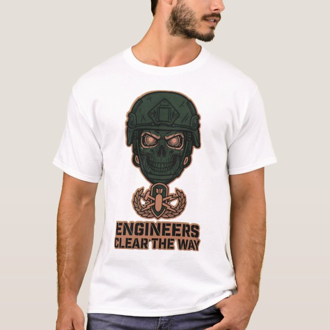 T-shirt Engineers Clear The Way Skull Helmet Tee (Devant)