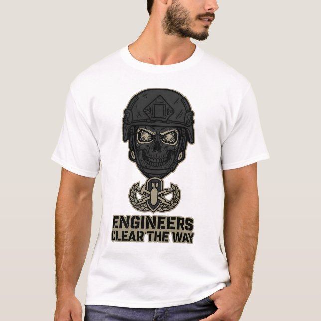 T-shirt Engineers Clear The Way Skull Helmet Tee (Devant)