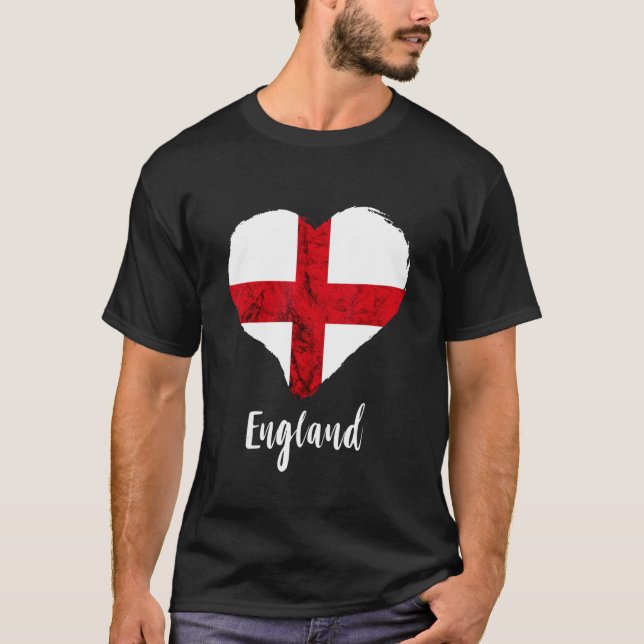 T-shirt England Heart St George's Cross England Flag Engli (Devant)
