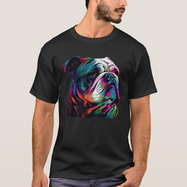T-shirt English Bulldog  Colorful Pop English Bulldog (Devant)