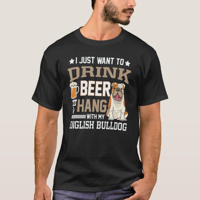 T-shirt English Bulldog Dad   British Dog  Beer (Devant)