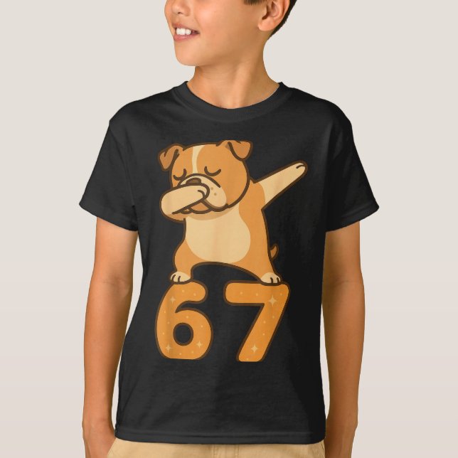 T-shirt English Bulldog Dog 67 Meme Six Seven Funny Dabbin (Devant)