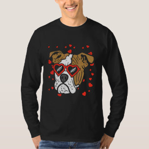 T-shirt English Bulldog Visage de lunettes de coeur Valent
