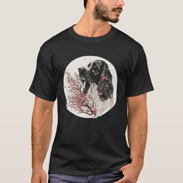 T-shirt English Cocker Spaniel Cherry Blossom Dog Breed Ja (Devant)