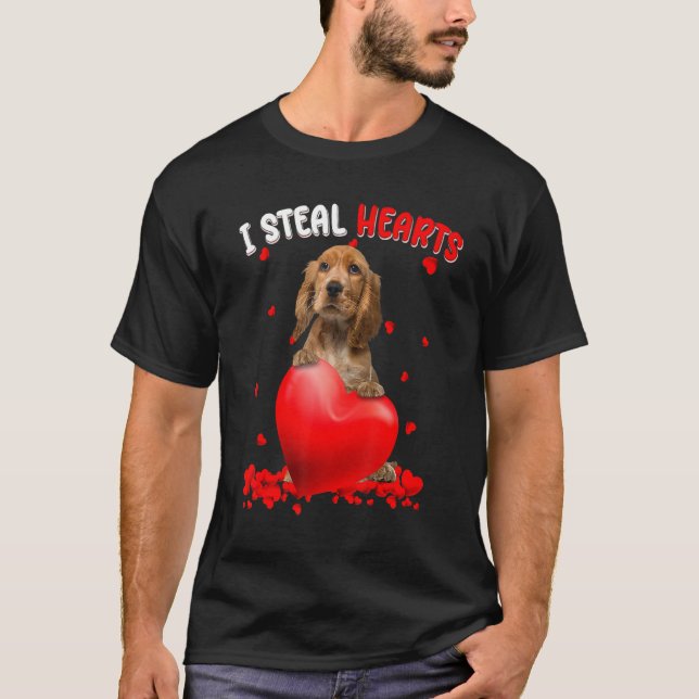 T-shirt English Cocker Spaniel Dog I Steal Hearts Cute Val (Devant)