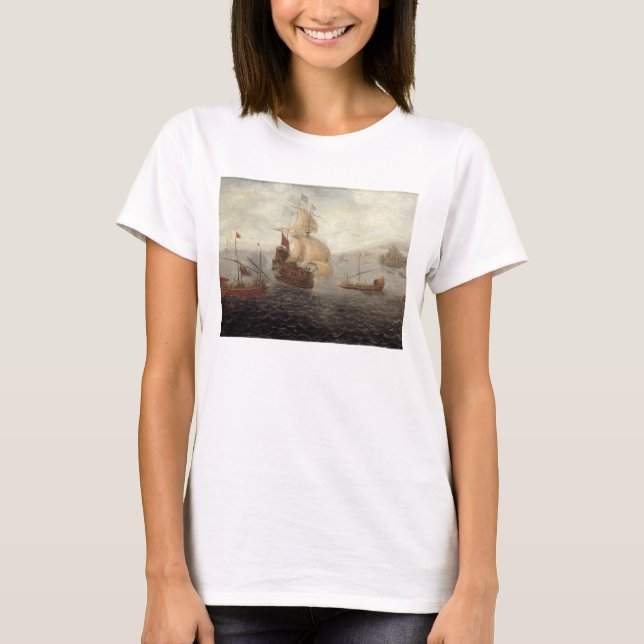 T-shirt English Galley Frigate Flanked by Ottoman State Ba (Devant)