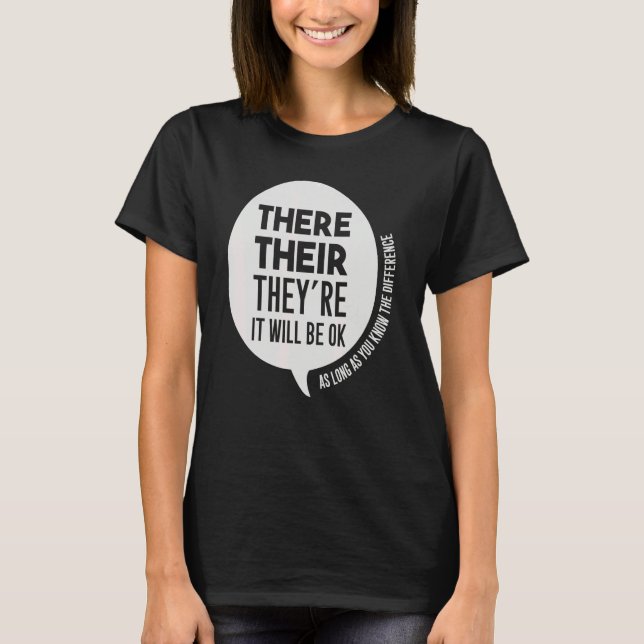 T-shirt English Grammar Elementary School Teacher Their Th (Devant)