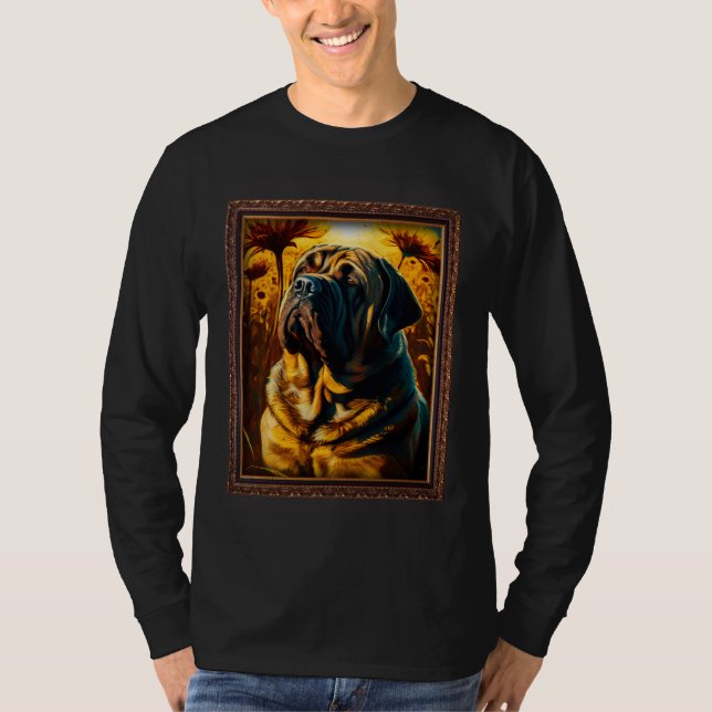 T-shirt English Mastiff Painting Sunflower Flower Mom Wome (Devant)