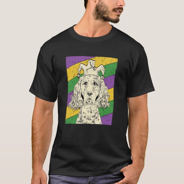 T-shirt English Setter Jester Mardi Gras Dog Mom or Dad (Devant)