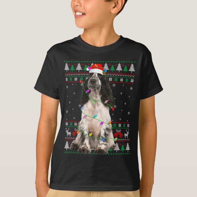 T-shirt English Springer Spaniel Dog Christmas Ugly Sweate (Devant)