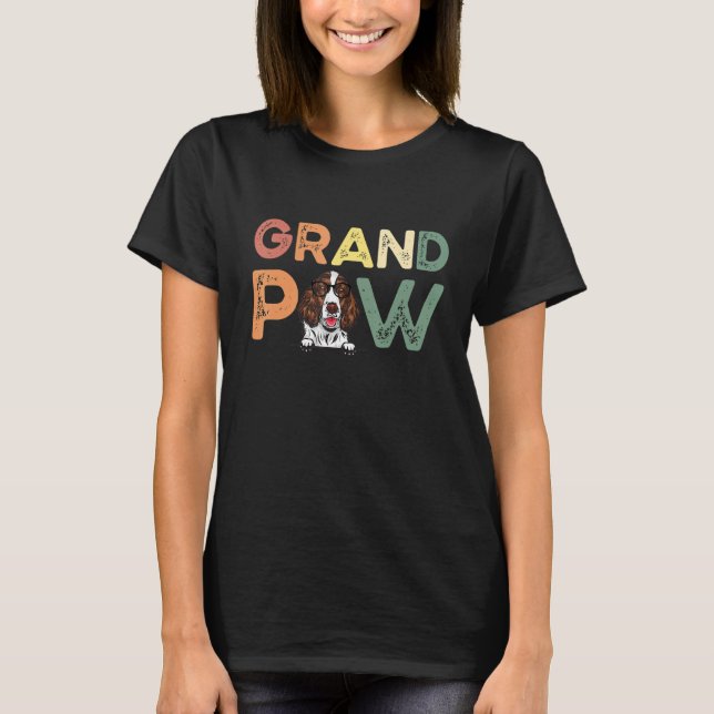T-shirt English Springer Spaniel Dog Grandpa  With Father  (Devant)
