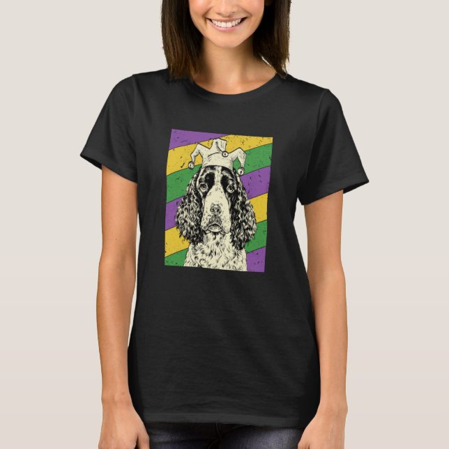 T-shirt English Springer Spaniel Jester Mardi Gras Dog Mom (Devant)