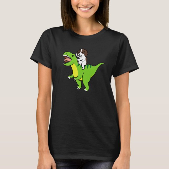 T-shirt English Springer Spaniel montant Rex dinosaure chi (Devant)