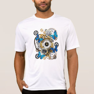 T-shirt Engrenages à vapeur et papillons bleus