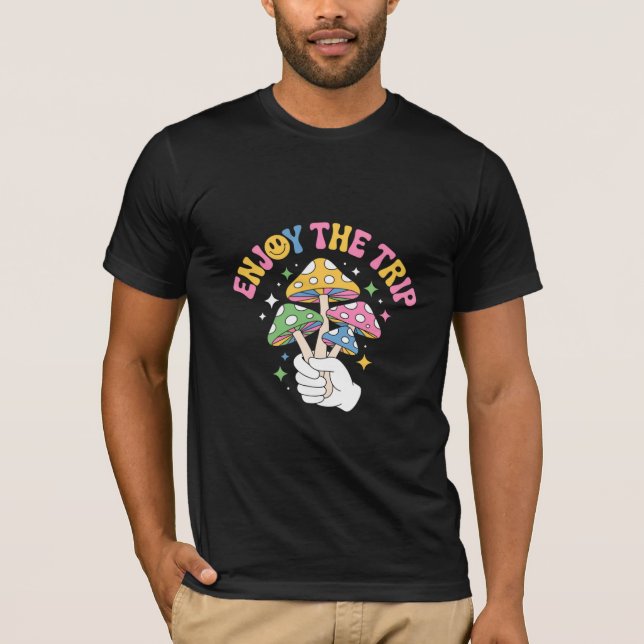 T-shirt Enjoy the Trip – Psychedelic Mushroom Retro (Devant)