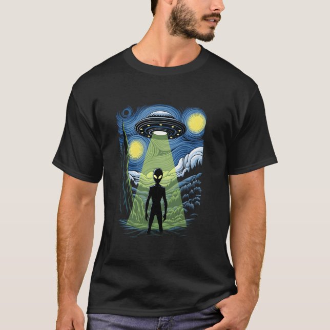T-shirt Enlèvement Alien Conception Nuit Étoilée UFO (Devant)