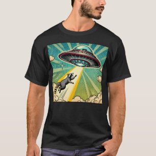 T-shirt Enlèvement de Raton Laveur Ufo Style de Bande Dess