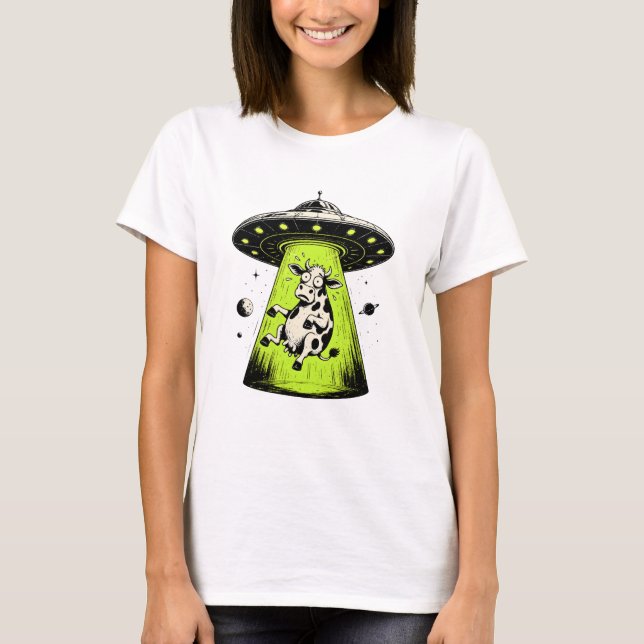 T-shirt Enlèvement de vache extraterrestre Weirdcore Surré (Devant)