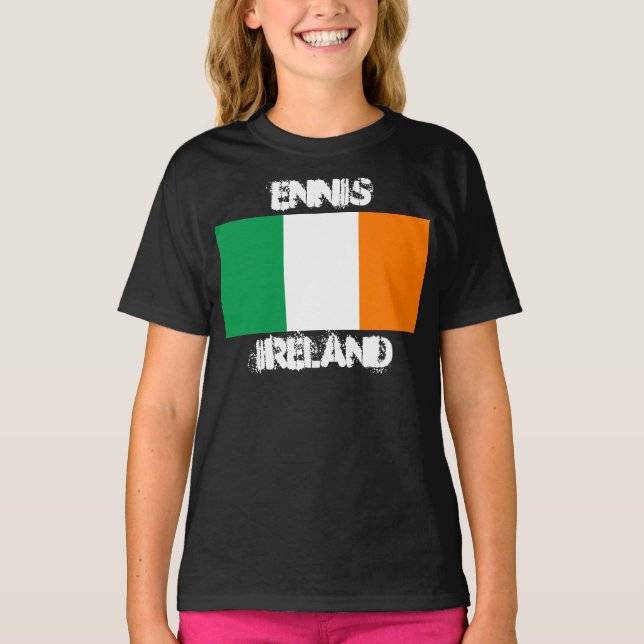 T-shirt Ennis, Irlande avec drapeau irlandais (Devant)