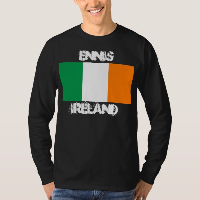 T-shirt Ennis, Irlande avec drapeau irlandais (Devant)